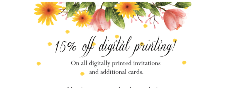Digital Printing- 15% discount on wedding invitations!